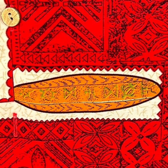 Vintage Roundy Bays Surf Hawaiian Shirt Size M Woody Print Red Beach - Picture 11 of 11